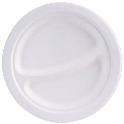 Immagine di Piatto biscomparto rotondo LINEA EASY in polpa di cellulosa colore bianco Ø 23 cm