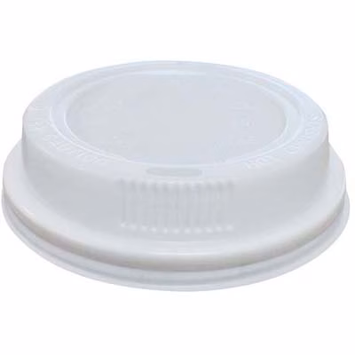 Immagine di Coperchio traslucido colore bianco per bicchieri in cartoncino laminato PLA da 237 ml - 8 oz