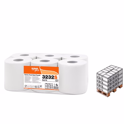 Immagine di Pallet carta asciugamani riciclata in rotolo a spirale CELTEX SAVE 2 veli 450 strappi 108 metri