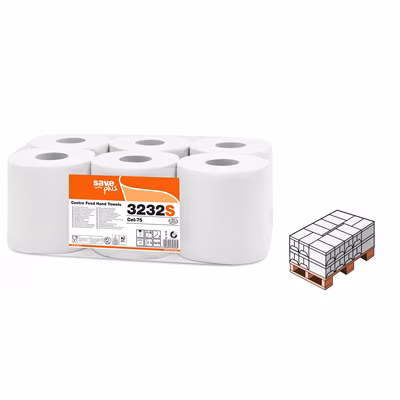 Immagine di Mezzo pallet carta asciugamani riciclata in rotolo a spirale CELTEX SAVE 2veli 450 strappi 108 metri