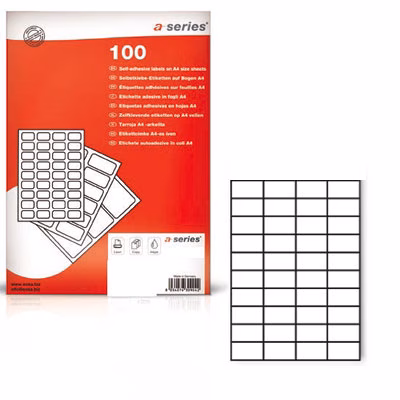 Immagine di Etichette adesive in carta bianca per stampanti laser e Inkjet 48,5x25,4 mm 100 ff