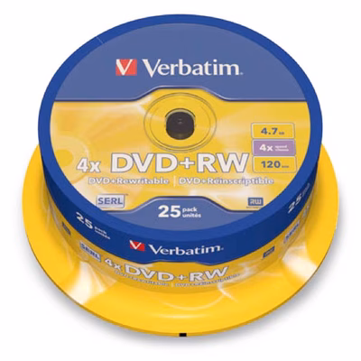 Immagine di Dvd+rw VERBATIM spindle 25 4,7gb 4x matt silver