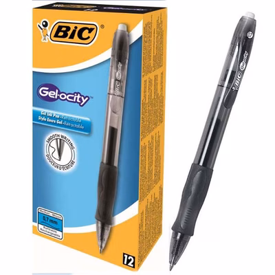 Immagine di Roller ink gel a scatto colore nero BIC GEL-OCITY punta fine mm 0,7