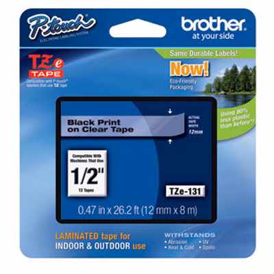 Immagine di Nastro BROTHER TZE-131 mm 12x8 m nero/trasparente