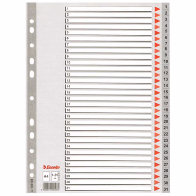 Immagine di Separatore ESSELTE in PPL A4 con rubrica numerica 1-31