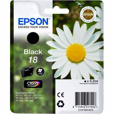 Immagine di Inkjet EPSON C13T18014012 nero 5,2 ml