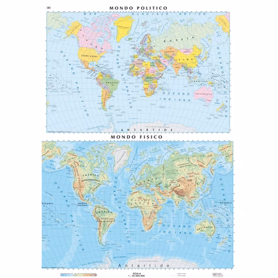Immagine di Carta geografica Planisfero fisico e politico