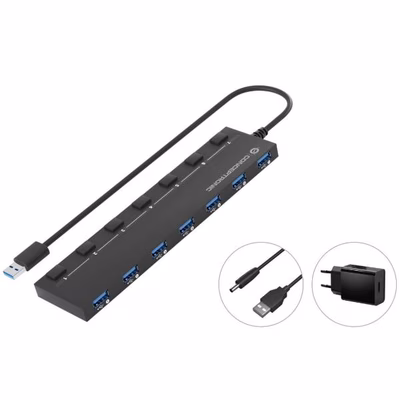 Immagine di 7-port USB 3.0 hub with power adapt