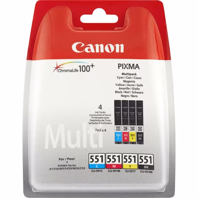 Immagine di Multipack Inkjet canon cli-551 6509b008 nr+co -4pz