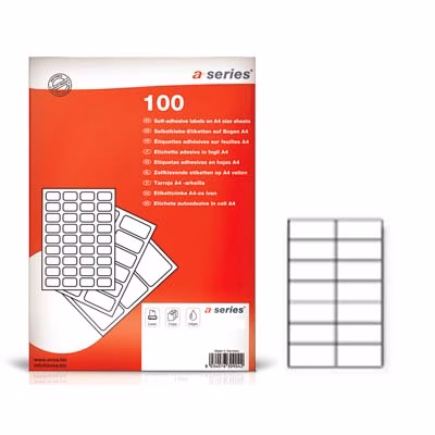 Immagine di Etichette adesive in carta bianca per stampanti laser e Inkjet 99,1x38,1 mm 100 ff