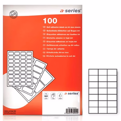 Immagine di Etichette adesive in carta bianca per stampanti laser e Inkjet 70x42,3 mm 100 ff