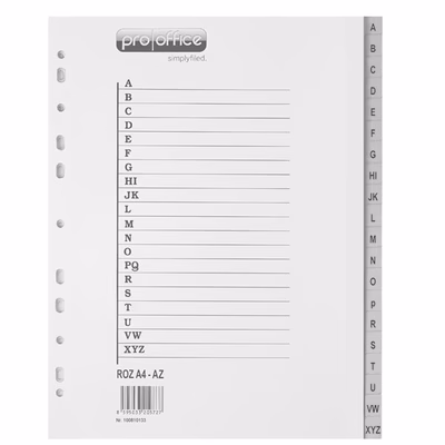 Immagine di Separatore alfabetico A4 A-SERIES in ppl a-z