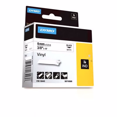 Immagine di Nastro DYMO RHINO vinile mm 9x5,5 m nero/bianco