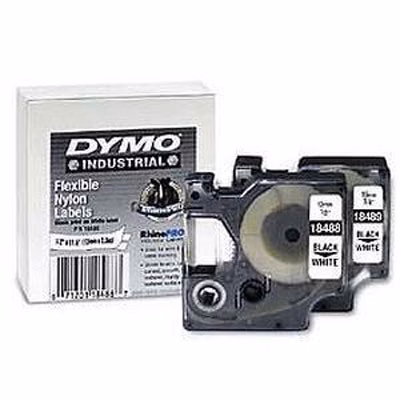 Immagine di Nastro DYMO RHINO nylon flessibile mm 19x3,5 m nero/bianco