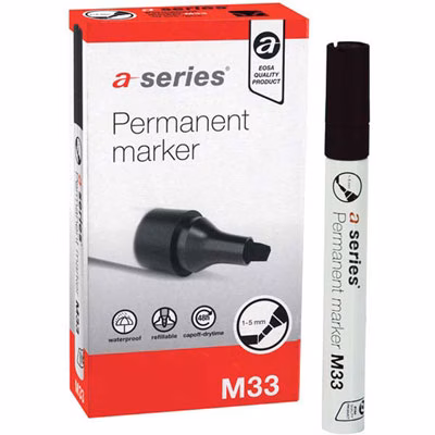 Immagine di Pennarello permanent con fusto in alluminio A-SERIES M33 punta a scalpello colore nero