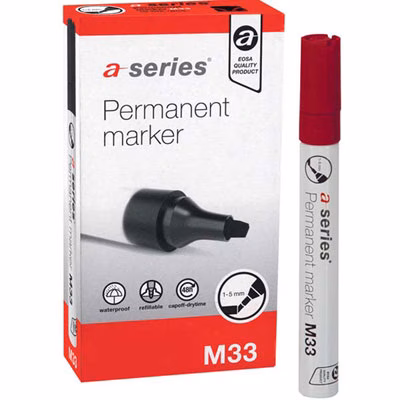 Immagine di Pennarello permanent con fusto in alluminio A-SERIES M33 punta a scalpello colore rosso