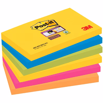 Immagine di Post-it 3M 655-6ss-rio super sticky 76x127 ass.