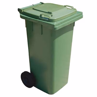 Immagine di Bidone quadro con ruote 120 litri verde