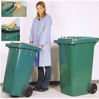 Immagine di Bidone quadro con ruote 240 litri verde