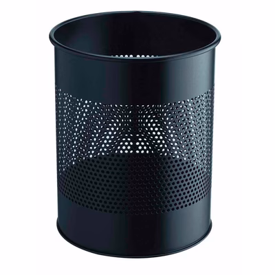 Immagine di Cestino cilindrico in metallo DURABLE 15lt nero