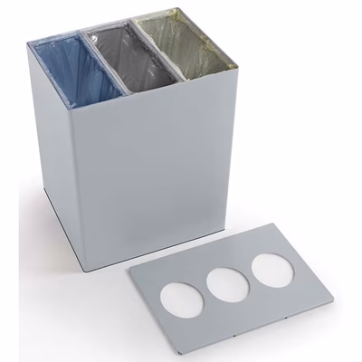 Immagine di Cestino per raccolta differenziata CREANDO RICICLO 3x58 litri colore grigio argento