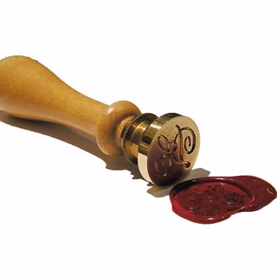 Immagine di Timbro sigillo ottone diam. max 35mm+inc.ceralacca