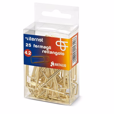 Immagine di Fermagli rettangolari ottonati scatola 25 pezzi