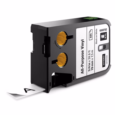 Immagine di Etichette DYMO XTL in vinile mm 19x7 m nero/bianco