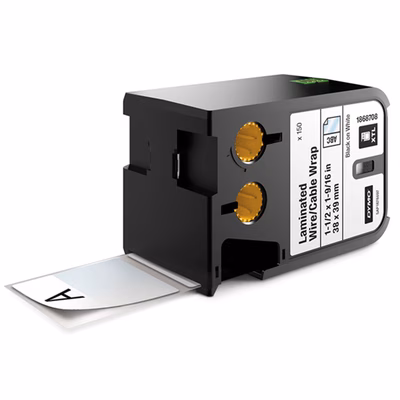 Immagine di Etichette DYMO XTL per avvolgimento laminato fili/cavi mm 38x39 mm nero/bianco