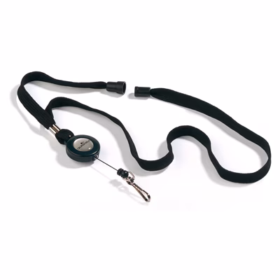 Immagine di Portabadge riavvolgibile con cordoncino nero