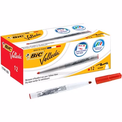 Immagine di Pennarello per lavagne bianche BIC VELLEDA 1741 punta tonda colore rosso