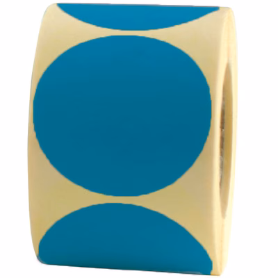 Immagine di Rotolo etichette adesive di segnalazione tonde diametro mm 35 celeste 500pz