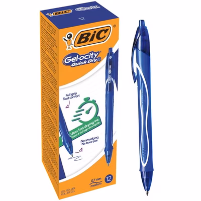 Immagine di Penna ink gel a scatto colore blu BIC GEL-OCITY QUICK DRY punta fine mm 0,7