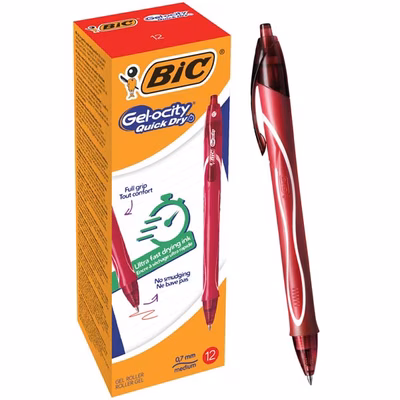 Immagine di Penna ink gel a scatto colore rosso BIC GEL-OCITY QUICK DRY punta fine mm 0,7