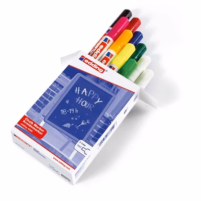 Immagine di Pennarello a gesso liquido EDDING E-4095 punta conica 10 colori assortiti