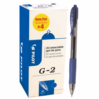 Immagine di Roller ink gel a scatto colore blu PILOT G-2 puntafine mm 0,7 - confezione da 16 + 4 in omaggio