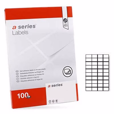 Immagine di Etichette adesive in carta bianca per stampanti laser e Inkjet 52,5x29,7 mm 100 ff