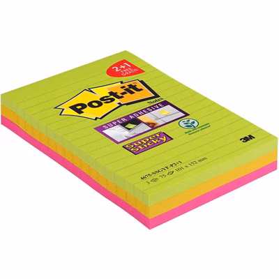 Immagine di POST-IT 3M 4675 SSGYF SUPER STICKY 75ff 101x152ass