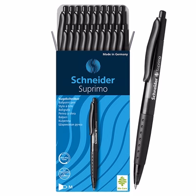 Immagine di Penna a sfera a scatto colore nero SCHNEIDER SUPRIMO punta media mm 1