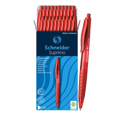 Immagine di Penna a sfera a scatto colore rosso SCHNEIDER SUPRIMO punta media mm 1