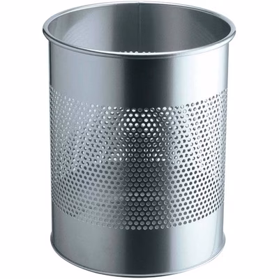 Immagine di Cestino cilindrico in metallo DURABLE 15lt argento