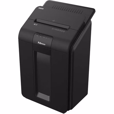 Immagine di Distruggidocumenti a microframmenti FELLOWES AUTOMAX 100M livello sicurezza P-4 colore nero