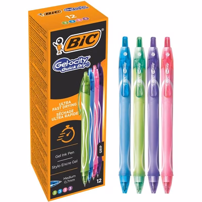 Immagine di Penna ink gel a scatto colori assortiti BIC GEL-OCITY QUICK DRY FUN punta fine mm 0,7