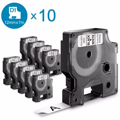Immagine di Value pack Nastro DYMO D1 mm 12x7 m nero/bianco