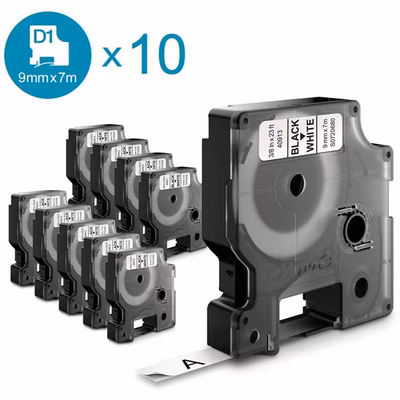 Immagine di Value pack Nastro DYMO D1 mm 9x7 m nero/bianco