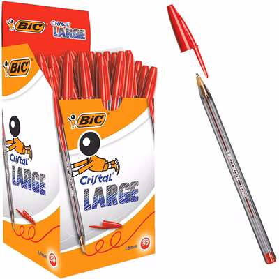 Immagine di Penna a sfera colore rosso BIC CRISTAL LARGE punta extra broad mm 1,6