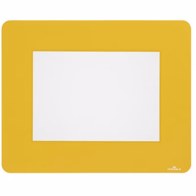 Immagine di Cornice adesiva per segnaletica orizzontale rimovibile per interno f.to A5 giallo