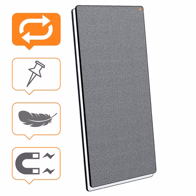 Immagine di Lavagna magnetica pannello grigio/Lavagna bianca/cornice nera NOBO Move & Meet