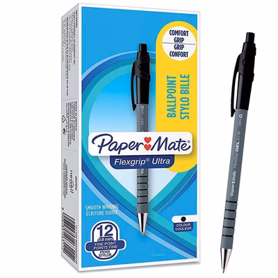 Immagine di Penna ink gel a scatto colore nero PAPERMATE FLEXGRIP GEL punta fine mm 0,7