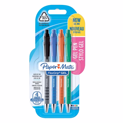Immagine di Penna ink gel a scatto 4 colori assortiti PAPERMATE FLEXGRIP GEL punta fine mm 0,7